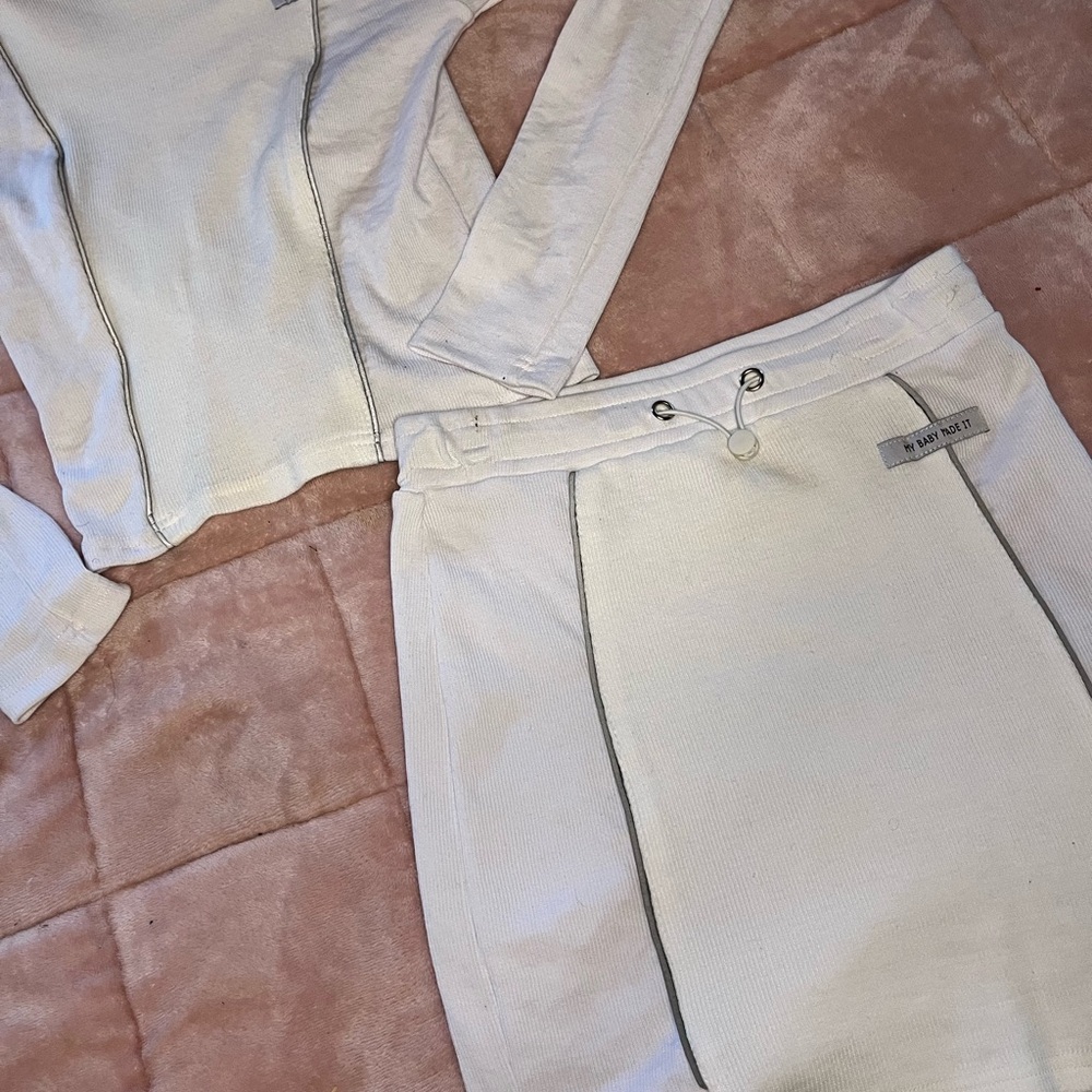 White Two-Piece Set with Reflective Gray Accents